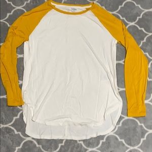 mustard yellow baseball tee